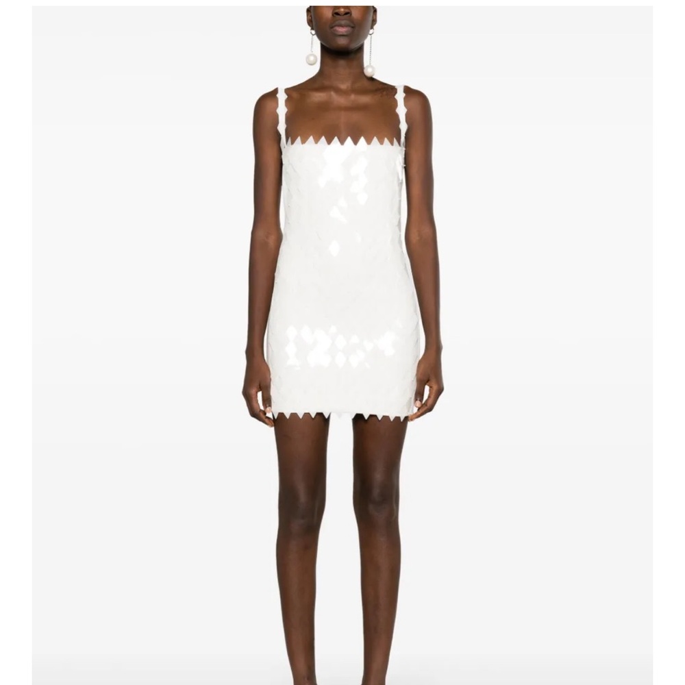 THE ATTICO RUE SEQUINED WHITE MINIDRESS (SMALL)